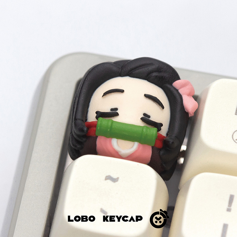 Keycap Artisan Anime - アニメデーモンスレイヤー竈門禰豆子シリーズキャラクターパーソナライズされた機械式装飾キーボードキーキャップ周辺機器コレクタブルギフト
