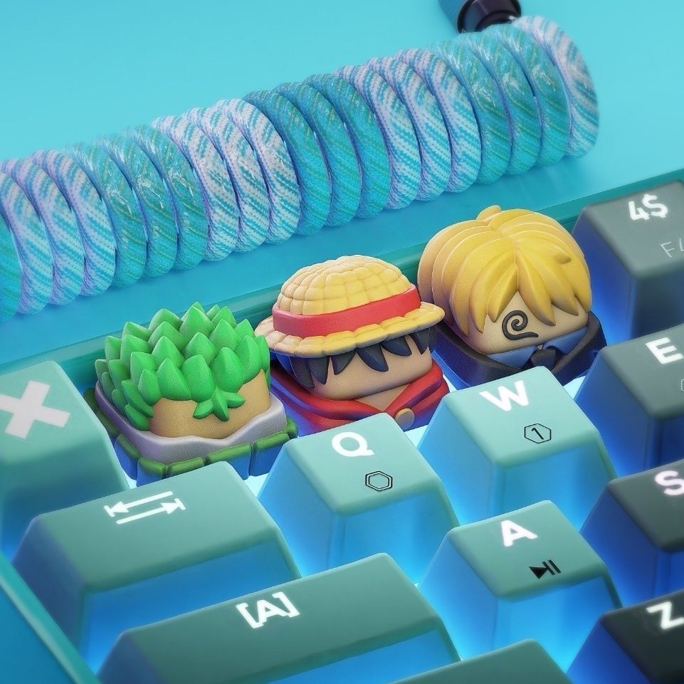 Keycap Artisan Anime - 新しいかわいいワンピースルフィキーキャップゾロサンジアニメ漫画パーソナライズされた DIY 樹脂アート ESC キーボードキーキャップアクセサリーギフト