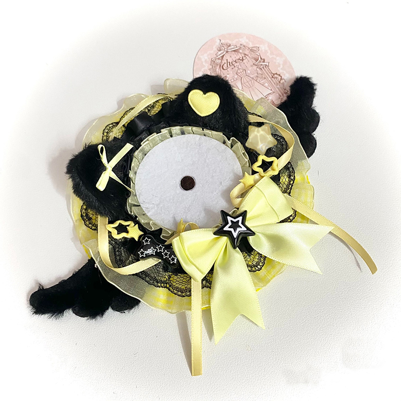 黒のぬいぐるみ猫耳ラウンドレースバッジホルダー、キュートでユ - Unique Anime Merchandise のレビューと価格